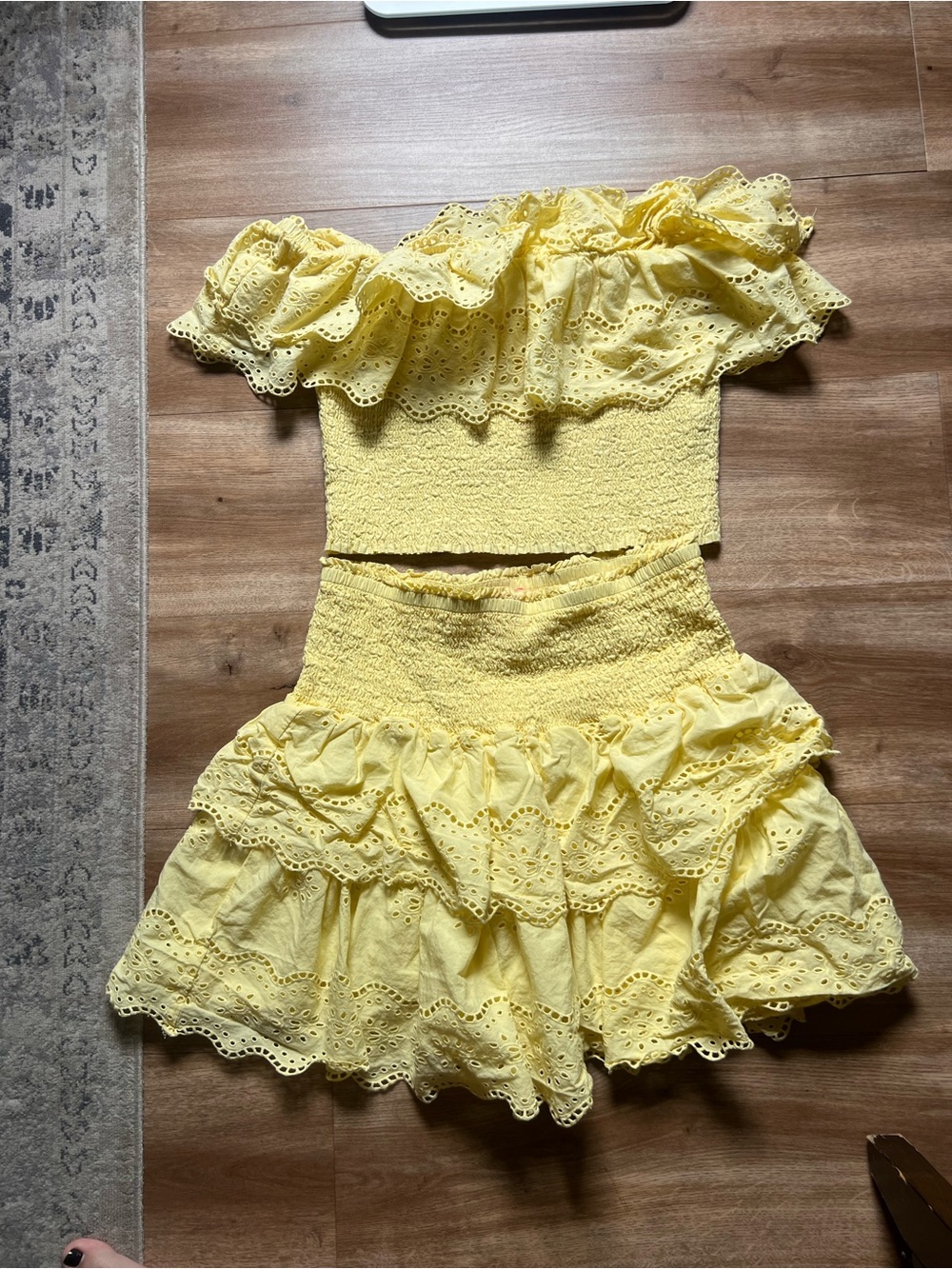 Lilly Pulitzer Yellow Eyelet Ruffle Two-Piece Set